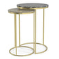 SIMPLIHOME Ashley Nesting Tables Set – 16 inch Wide Genuine Marble Top Metal Accent Tables in Grey Taupe Marble/Gold, Round End Tables for Living Room or Bedroom with Compact Design, Assembled