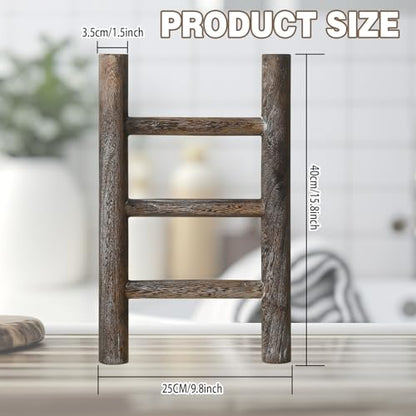 Cinnvoice 2 Pcs Wooden Tea Towel Ladder Rustic Hand Towel Stand Rack Mini Countertop Towel Stand Farmhouse Wood Counter Towel Holder for Bathroom Country Kitchen Office(Wood Color) - color: Wood Color