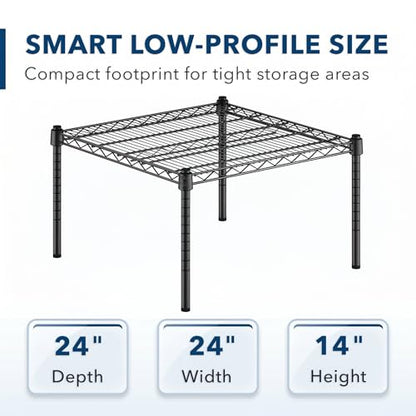 24" x 24" x 14" Black Epoxy Wire Storage Shelf, Dunnage Rack, Commercial 1 Tier Small Shelf - color: Black, size: 24"D x 24"W x 14"H