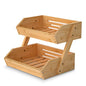Merysen 2-Tier Bamboo Fruit Basket for Kitchen Countertop, Self-assembly | Large Fruit Holder Stand, Suitable for Bread, Snacks, Vegetables, Produce, Home Storage and Display - size: 2 Tier Bamboo