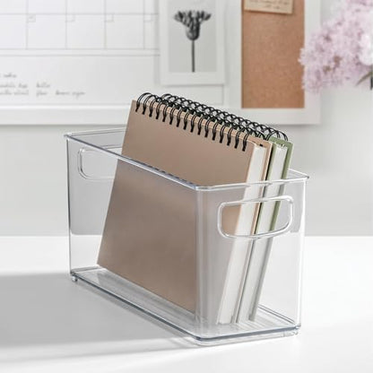 iDesign Plastic Stackable Pantry Bin, Set of 2, Clear | Storage Bin with Handles, For Cabinets or Fridge - style: Pack of 2