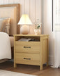 Farmhouse Nightstand with 2 Drawers, Rustic Wooden Nightstand with Bedside Table, Side End Table with Open Shelf for Bedroom, Natural - color: Natural, size: 1 Piece