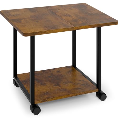 MARTY 22"x15.75" Large Printer Stand Under Desk, Rolling Cart Printer Table | 2 Tier Rolling Printer Cart with Wheels, Storage Shelf, Fit Printer/Fax/3d/Scanner, For Home Office Dorms, Heavy Duty, Brown - color: Rustic Brown
