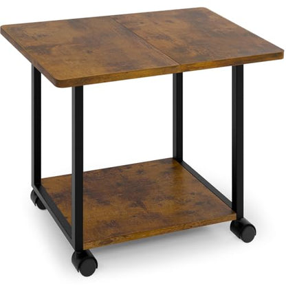 MARTY 22"x15.75" Large Printer Stand Under Desk, Rolling Cart Printer Table | 2 Tier Rolling Printer Cart with Wheels, Storage Shelf, Fit Printer/Fax/3d/Scanner, For Home Office Dorms, Heavy Duty, Brown - color: Rustic Brown