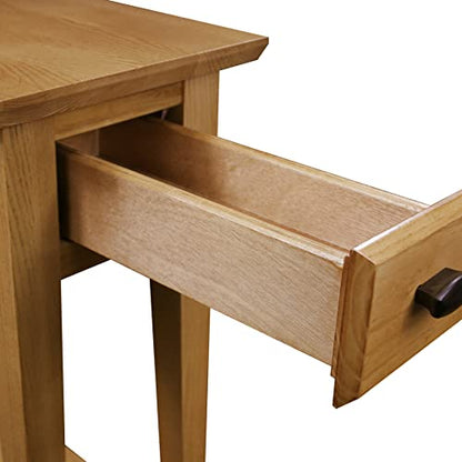 Leick Home Teegan End Table, Solid Wood, 1 Storage Drawer, Bottom Display Shelf, Narrow, Easy-Assembly, For Living Room/Bedroom, Desert Sand, 24.0 in. L x 10.0 in. W x 24.0 in. H, 10071-DS - color: Desert Sands