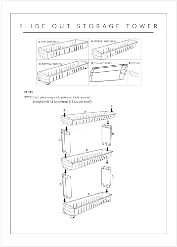 Modern Home Narrow Sliding Storage Organizer Rack - Laundry/Bathroom/Kitchen Portable Storage Shelves