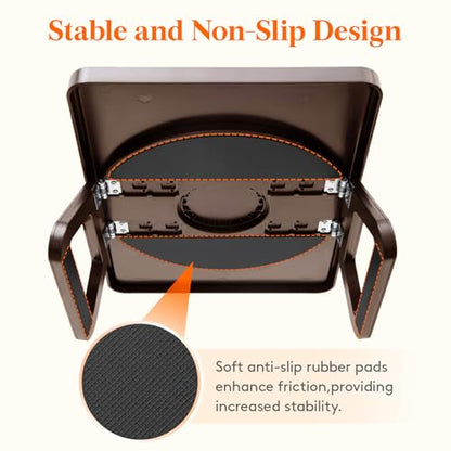 Lifewit Plastic Rotating Couch Armrest Table, Adjustable Sofa Arm Clip Holder Tray for Snack/Fast Food/Fruit/Drink, Large Foldable Stable Sofa Table with Reinforced Clamp, Brown - color: Brown