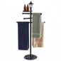 Pool Towel Rack Outdoor with Solar Light, 64" Heavy Duty Pool Towel Holder with Weighted Marble Base, 3-Tier Freestanding Outdoor Towel Rack with Storage Tray for Pool, Hot Tub, Backyard