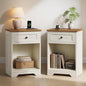 VASAGLE Traditional Basic Nightstand with Charging Station, Wood End Table with 1 Drawer and Open Shelf, 15.7 x 11.8 x 23.2 in, Cloud White and Warm Brown, for Bedroom, Siren Collection ULET828WJ01S - color: Cloud White + Warm Brown, size: 2 pack
