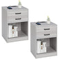 ADORNEVE Grey Nightstands Set of 2,Bedside Table with Drawers | Bedside Table Set of 2,Nightstand with Charging Station,Night Stands for Bedrooms Set of 2 - color: Grey