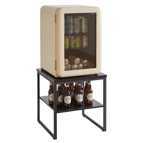 Aibiju Small Table Stand with Adjustable Storage Shelf 20 inch, Square Coffee Tea Table, Dorm Fridge Stand, Large Printer Stand Table for Office Black YD-TM153B - color: Black, style: Basic