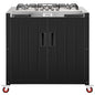 Feasto Outdoor Kitchen Island with Propane Gas Stove and Storage Cabinet, 35-Inch Outdoor Cooking Station with 304 Stainless Steel Top & Lockable Wheels for Backyard Patio, Black & Silver - size: Outdoor Gas Stove