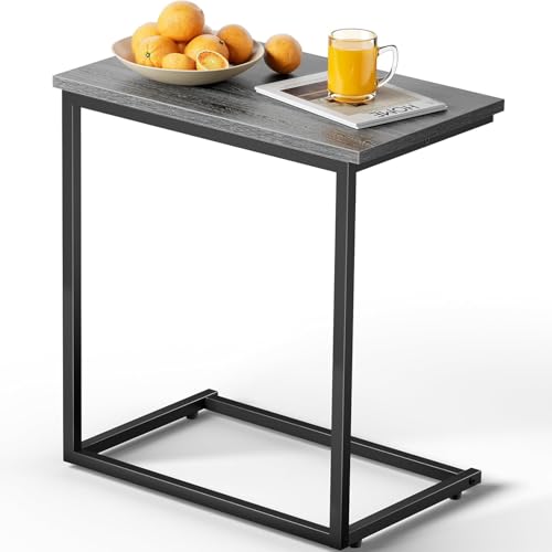 Pipishell C Shaped End Table 27 Inches High, Side Table for Couch Slide Under, Sofa Side Table for Living Room, Grey - color: Grey