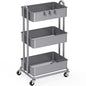Simple Houseware 3-Tier Heavy Duty Metal Utility Rolling Cart, Silver - color: Silver