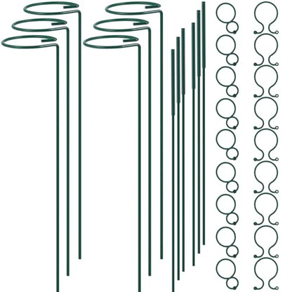 Plant Stake Support - 6 Pack Adjustable Height 12" or 24", Garden Support Stake Plant Cage Support Rings, Single Stem Plant Support Stakes, for Flowers Amaryllis Tomatoes Peony Lily Rose (24inch) - size: 24inch
