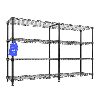 Garvee 70.8" W Storage Shelves Metal Shelving Unit, 4-Tier Heavy Duty Wire Shelving Extra Wide L-Shaped Storage Rack for Apartment Pantry Kitchen Corner Bedroom - size: 4-Tier,70.8"W x 59.5"H x 15.8"D