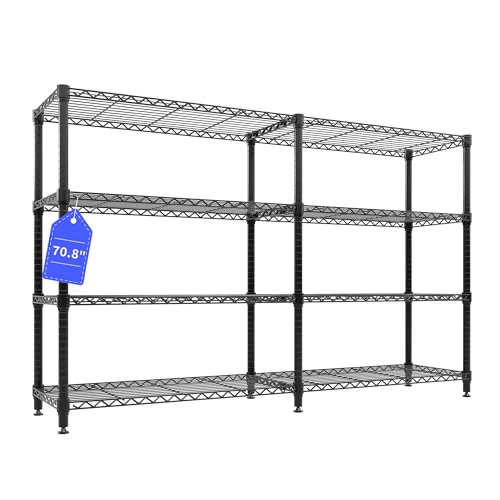 Garvee 70.8" W Storage Shelves Metal Shelving Unit, 4-Tier Heavy Duty Wire Shelving Extra Wide L-Shaped Storage Rack for Apartment Pantry Kitchen Corner Bedroom - size: 4-Tier,70.8"W x 59.5"H x 15.8"D