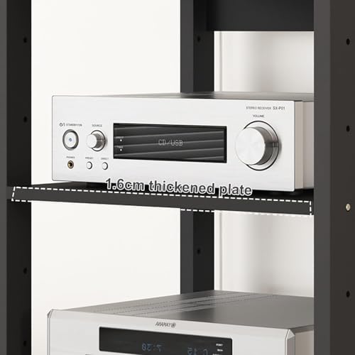 3/4/5 Tier Audio-Video Media Stand with Adjustable Shelves, Home Stereo System Entertainment Components Cabinet for Gaming, Meeting, Living, Recording Room, Black(50x40x48.5cm) - size: 50x40x48.5cm