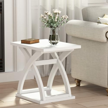 ChooChoo End Side Table,Modern End Table with Storage Shelf | Simple shape, Living Room,White - color: White, size: 15.7"D x 21.7"W x 19.6"H