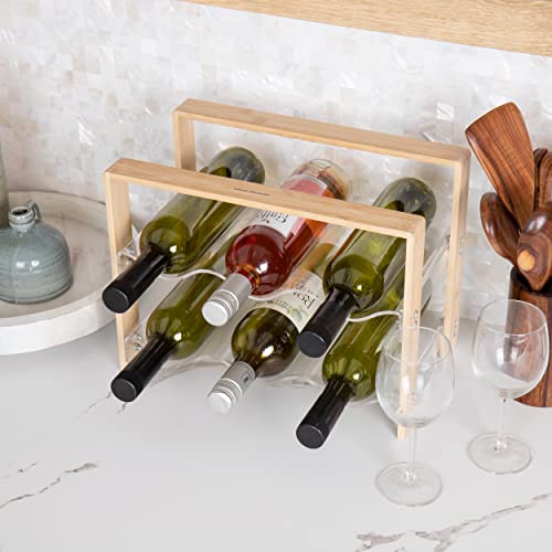 Mind Reader Wine Rack, Kitchen Decor, Countertop Organizer, Apartment Essential, Storage, Acrylic, 14" L x 8" W x 10.5" H, Brown - style: Wine Rack