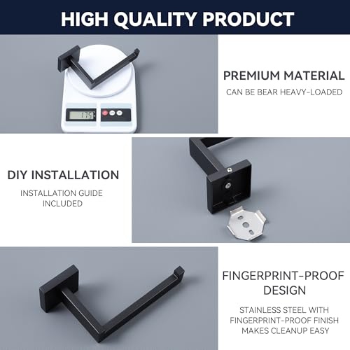 LANC Black Toilet Paper Holder, Bathroom Toilet Paper Roll Holder Wall Mounted for Bathroom Kitchen, Modern Matte Black TP Holder Dispenser Hangers Square SUS304 Stainless Steel, A8807MB - color: Matte Black, size: Right Hand(Screw)