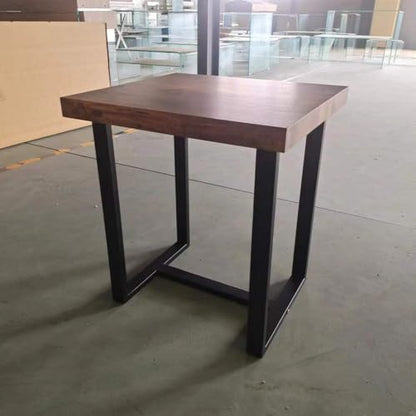 Industrial Side Table with MDF Top and Metal Frame, 19.68"x17.71" End Table for Living Room, Modern Nightstand with Sturdy Black Base, Sofa Table for Home Office