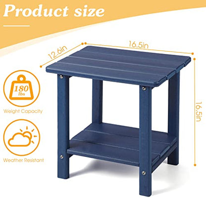 Apolimi Adirondack Outdoor Side Table, 2-Tier Sturdy Patio End Table Weather Resistant, 16.5" Solid Side Table for Patio, Pool, Porch(Navy Blue) - color: Navy Blue