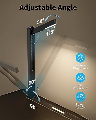 Laptop Table with LED Desk Light, SAIJI Laptop Stand for Bed, Height Adjustments Bed Desk with Book Stand for Reading Writing Drawing (Black) - color: Bed Desk /Led Light