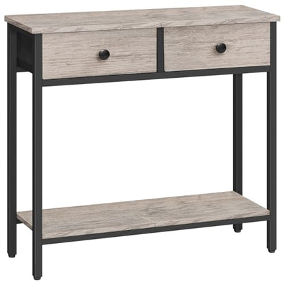 HOOBRO 29.5" Narrow Console Table with 2 Fabric Drawers, Small Entryway Table with 2-Tier Storage Shelves, Sofa Table, Behind Couch Table, for Living Room, Hallway, Greige and Black BG71XG01 - color: Greige and Black