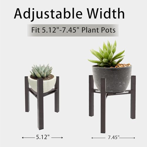 Adjustable Plant Stand Indoor, Metal Stable Plant Holder, Modern Plant Stands Fits 5-6-7-7.5" Pots for Home & Office (Without Pots) - color: Brown