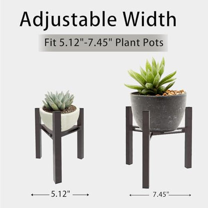 Adjustable Plant Stand Indoor, Metal Stable Plant Holder, Modern Plant Stands Fits 5-6-7-7.5" Pots for Home & Office (Without Pots) - color: Brown