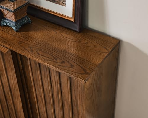 Mid Century Modern Sideboard Buffet Cabinet with 2 Fluted Sliding Door,Small Storage Cabinet with Outlet Holes for Living Room, Kitchen, Entryway, Hallway 32" Walnut - color: Walnut