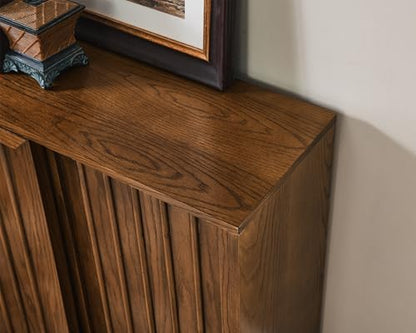 Mid Century Modern Sideboard Buffet Cabinet with 2 Fluted Sliding Door,Small Storage Cabinet with Outlet Holes for Living Room, Kitchen, Entryway, Hallway 32" Walnut - color: Walnut
