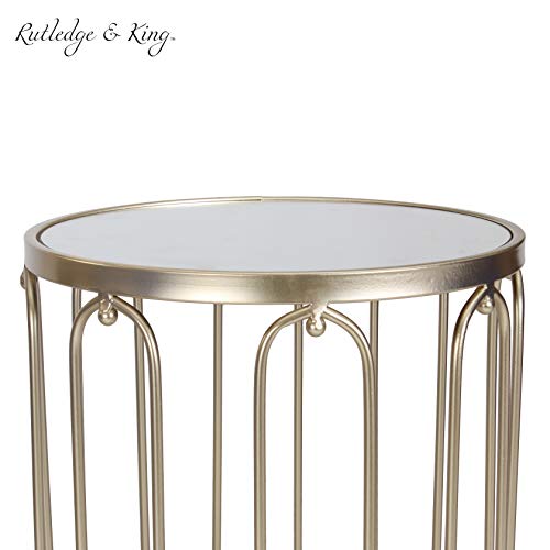 Rutledge & King Braswell End Table Set - Gold, Round, Nesting, Mirrored Tops - color: Braswell - Gold