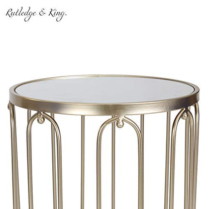Rutledge & King Braswell End Table Set - Gold, Round, Nesting, Mirrored Tops - color: Braswell - Gold