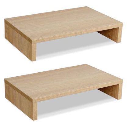 TEAMIX Wood Monitor Stand Riser - 2 Pack Adjustable Dual Monitor Riser for Laptop/PC - color: Maple
