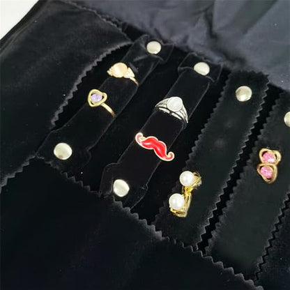 Velvet Travel Jewelry Case Roll Bag Organizer for Necklace Bracelet Earrings Ring (Black) (Black set) - color: Black Set