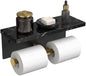 FORIOUS Toilet Paper Holder with Shelf, Commercial Toilet Paper Dispensers | Brushed Gold | Wall Mount Bathroom Tissue Holder | SUS304 Stainless Steel Rustproof | Double Tissue Roll Holder - color: Black & Gold-marble