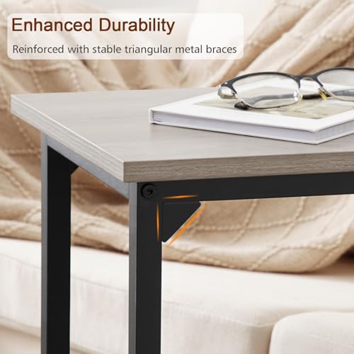 AMHANCIBLE C Shaped End Table, Slide Under Couch Table for Sofa, TV Tray Snack Table, Small Side Table for Small Space, Living Room, Grey HET02CGY-1 - color: Grey