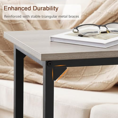 AMHANCIBLE C Shaped End Table, Slide Under Couch Table for Sofa, TV Tray Snack Table, Small Side Table for Small Space, Living Room, Grey HET02CGY-1 - color: Grey