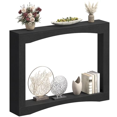 Narrow Console Table, 5.9'' Thin Entryway Table, Behind Couch Table for Small Spaces, Small Farmhouse Hallway Table, for Living Room, Hallway, Foyer, Black CT19BK - color: Black
