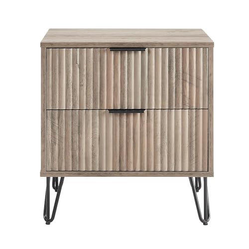 BROVAVE Sturdy Metal Legs Small Nightstand, Modern Nightstand with Textured Drawers, Storage Cabinet for Indoor use, Grey - color: Grey