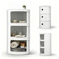3 Tier Round Bedside Table, Round Storage Cabinet, Narrow Storage Cabinet for Bedroom Living Room Small Spaces (White) - color: White