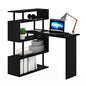 Furinno Classic Desk, 40" Wide L-Shape Gaming Desk, Computer Desk, Writing Desk with 5-Tier S-Shaped Side Shelves for Home Office, Study Room, Dorm, Bedroom, Americano - color: Americano/Black, style: 5-Tier Side Shelves