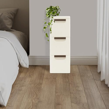 3 Tier Mobile Storage Cart, Modern White Slim Rolling Storage Cabinet with Wheels, Compact Organizer Cart for Kitchen Bathroom Bedroom Office (3 Drawer) - size: 3 Drawer