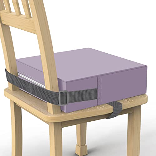 Toddler Booster Seat for Dining Table, PU Washable Double Safe Straps Non-Slip Bottom Booster Seat Cushion, Strong Support Portable Travel Booster Seat for Chair (Purple) - color: Purple