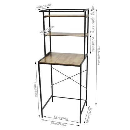 Over Washer and Dryer Shelves,Dryer Storage Shelf,3 Tiers Laundry Room Storage and Organizer Standing Shelf,Height Adjustable Laundry Room Shelves, Load-Bearing Capacity 22lbs (Black+ Oak) - color: Black+ Oak
