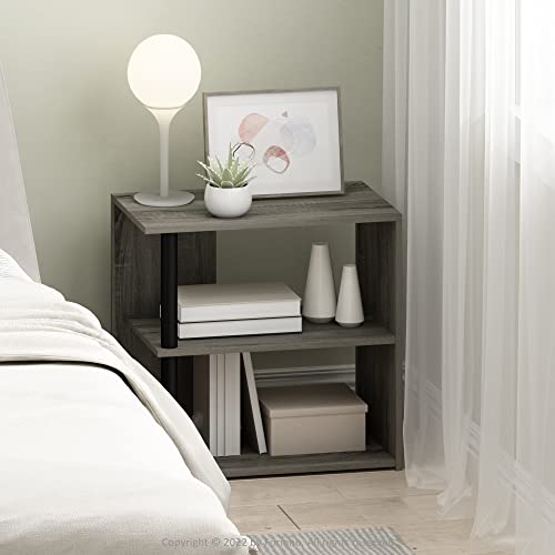 Furinno Romain Side Table, 2-Tier End Table with Open Shelf, Night Stand, Bedside Table, for Living Room, Bedroom, French Oak - color: French Oak, size: 1-Pack, Plastic/Wooden Frame