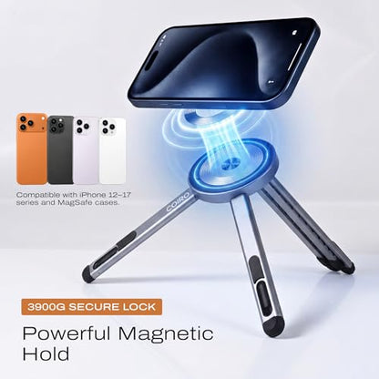 C Coiro 3-in-1 Magnetic Foldable Laptop Stand and Phone Stand for Desk Aluminum Alloy Adjustable Holder 10–16” Laptops & 4–13” Phones/Tablets, Magnetic Compatible with iPhone Android, Silver - color: Silver