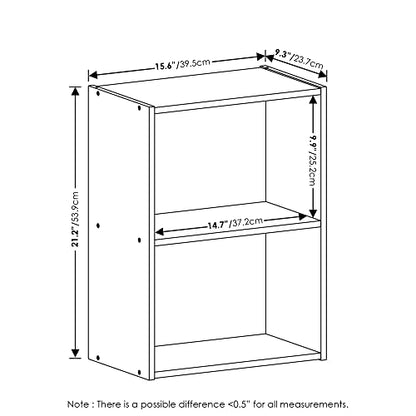 Furinno Luder Bookcase / Book / Storage, 2-Tier, White - color: White, size: 2-Tier, 9 x 16 x 21